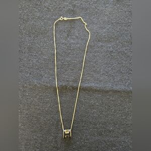 Nice Solid 18k Gold Necklace with Black Enamel H Pendant
